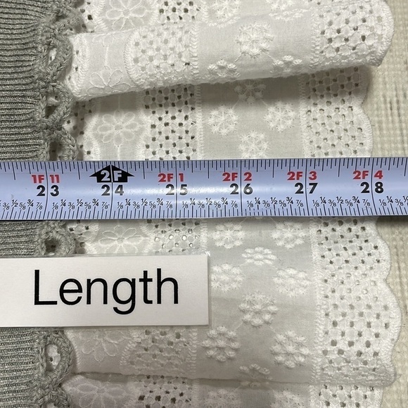 French Connection Sweater Open Knit White Lace Short Sleeves Size Medium - Picture 10 of 12